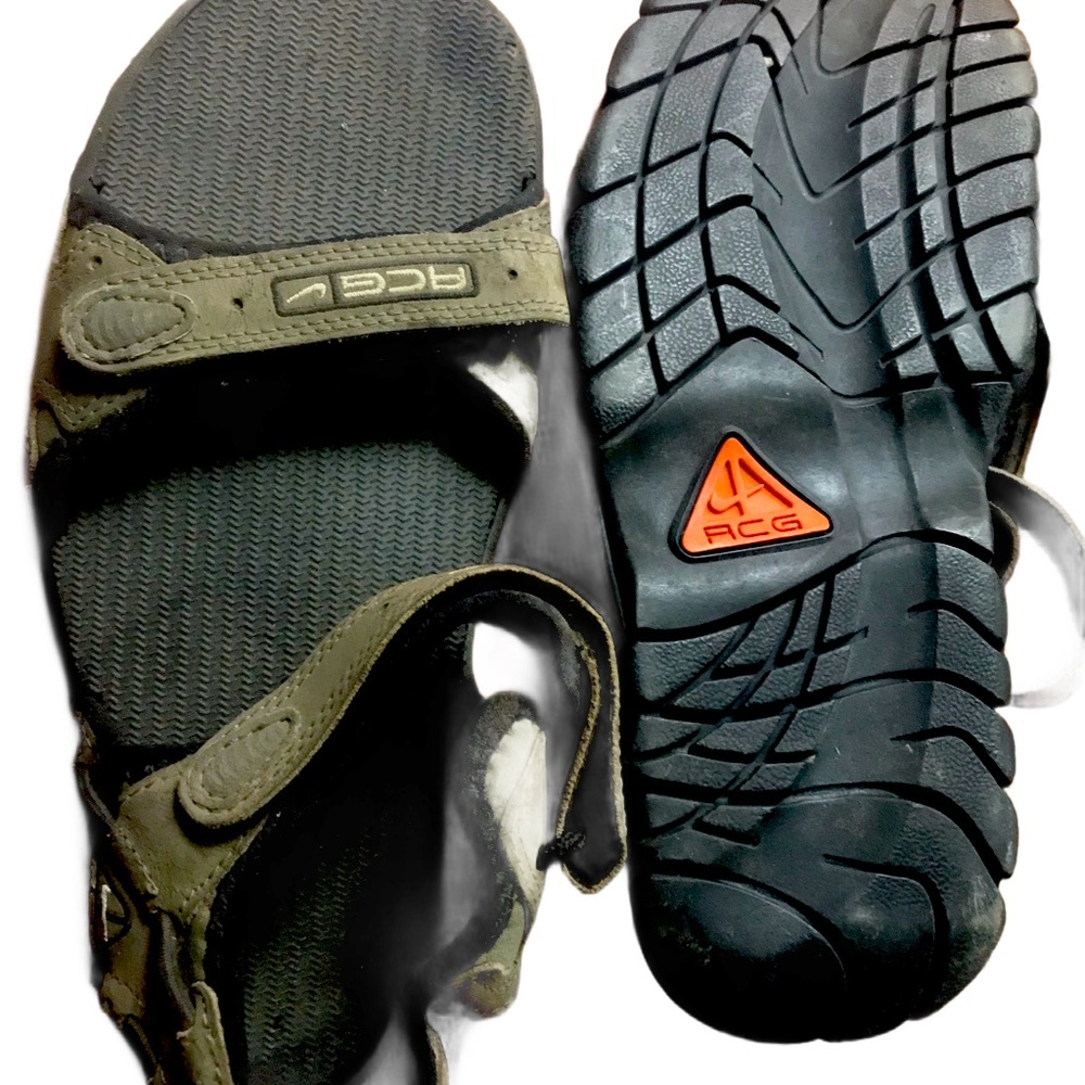 Men's Green and Black Sandals